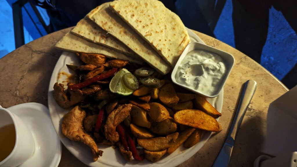 Tasty Chicken Fajitas served at Nair Nairi Restaurant in Tbilisi, Georgia