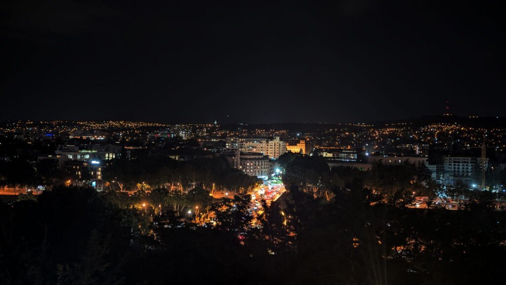 The amazing View over Marjanishvilli from the small balcony of Nair Nairi Restaurant and Tea House at Night